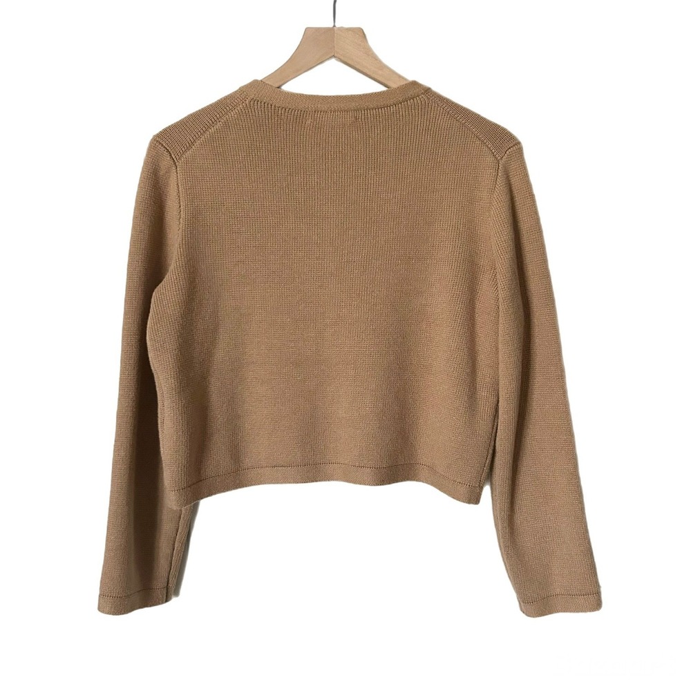 J.Crew Emilie Patch-Pocket Sweater Lady Jacket 100% Cotton Tan Size Small BQ197 - Picture 3 of 7